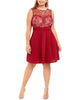 Love Women's Squared Trendy Plus Size Lace Fit & Flare Dress Medium Red Size Extra Large - thumbnail