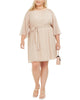 City Studios Women's Plus Size Trendy Tie-Waist Metallic Dress Gold Size 2X - thumbnail