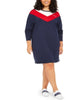 Tommy Hilfiger Women's Sport Plus Colorblocked Sweatshirt Dress Blue Size 0X - thumbnail