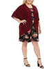 Love Squared Women's Plus Size Open-Front Jacket & Floral-Print Dress Black Size 1X - thumbnail