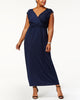 NY  Collection Women's Plus Size Ruched Empire Maxi Dress Blue Size 2 Extra Large - thumbnail