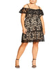 City Chic Women's Plus Embroidered Lace Off the Shoulder Dress Black Size Petite Small - thumbnail