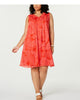 Tommy Hilfiger Women's Plus Paisley Print Tassel Tie Dress Orange Size 2X - thumbnail