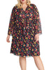 Rachel Roy Women's Trendy Plus Emma Floral Print Dress Black Size 1X - thumbnail