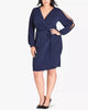 City Chic Women's Trendy Plus Size Smallplit-Sleeve Faux-Wrap Dress Blue Size 20W - thumbnail