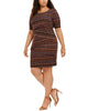 Connected Women's Plus Geo Print Zigzag Sheath Dress Brown Size 24W - thumbnail