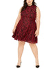 City Studios Women's Plus Lace Fit & Flare Dress Red Size 18W - thumbnail