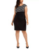 Connected Women's Plus Lace Top Sheath Dress Black Size 16W - thumbnail