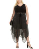 Love Squared Women's Plus Polka Dot Gathered Maxi Dress Black Size 1X - thumbnail