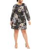 Jessica Howard Women's Plus Metallic Floral Print a Line Dress Silver Size 14W - thumbnail