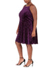 Jump Women's Trendy Plus Size Embossed Velvet Fit & Flare Dress Purple Size 2X - thumbnail