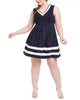 Monteau Women's Dress Plus Sheath Striped Fit N Flare Blue Size Extra Large - thumbnail