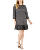Michael Kors Women's Plus Flounce Hem Combo Dress Silver Size 1X - thumbnail