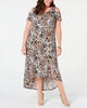 NY Collection Women's Plus Asymmetric Maxi Dress Brown Size 3xp - thumbnail