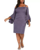 R & M Richards Women's Plus Size Off-The-Shoulder Metallic Sheath Dress Navy Size 18W AVER - thumbnail