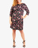 NY Collection Women's Plus Jacquard Knit Shift Dress with Necklace -Black/Wine Size 2X - thumbnail