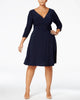 NY Collection Women's Plus Ruched A Line Dress Navy Size 1X - thumbnail