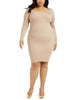 Planet Gold Women's Plus Metallic Lace up Sweaterdress Brown Size 1X - thumbnail