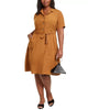 Monteau Trendy Women's Plus Size Midi Shirtdress Brown Size 2X - thumbnail