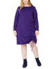 NY Collection Women's Plus Ruched Hem Dress Purple Size 2X - thumbnail