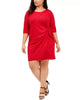 Robbie Bee Women's Plus Glitter Knit Sarong Dress Red Size 2X - thumbnail
