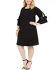 Robbie Bee Women's Plus Size Bow-Sleeve Shift Dress Black Size 3X - thumbnail