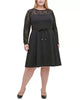 Tommy Hilfiger Women's Plus Size Lace-Sleeve Fit & Flare Dress Black Size 18 - thumbnail