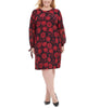 Tommy Hilfiger Women's Plus Size Printed Chiffon-Sleeve Shift Dress Black Size 20W - thumbnail