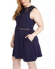 Speechless Women's Trendy Plus Size Lace-Trim A-Line Dress Blue Size 22 - thumbnail