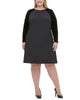 Tommy Hilfiger Women's Plus Size Velvet-Sleeve A-Line Dress Black Size 18 - thumbnail