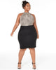 Teeze Me Women's Plus Animal Print Bandage Halter Dress Black Size 16 - thumbnail