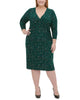 Tommy Hilfiger Women's Plus Leopard Print Jersey MIDI Dress Green Size14W - thumbnail