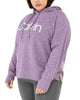 Calvin Klein Women's Plus Size Animal-Print Hooded Sweatshirt Purple Size 3X - thumbnail