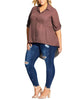 City Chic Women's Trendy Plus High Low Collared Shirt -Brown Size 18W - thumbnail