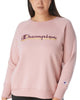 Champion Women's Plus Powerblend Logo Boyfriend Sweatshirt Pink Size 1X - thumbnail