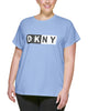 DKNY Women's Plus Two Tone Logo Graphic T-Shirt Blue Size 3X - thumbnail