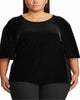 Ralph Lauren Women's Plus Velvet Flutter Sleeve T-Shirt Black Size 3X - thumbnail
