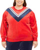 Tommy Hilfiger Women's Sport Plus Velour Varsity Chevron Sweatshirt Red Size 3X - thumbnail