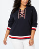Tommy Hilfiger Women's Plus Size Lace Up Sweatshirt Blue Size 0X - thumbnail