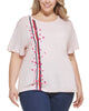 Tommy Hilfiger Women's Plus Heart Print T-Shirt Pink Size 1X - thumbnail