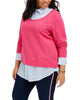Tommy Hilfiger Women's Plus Size Layered-Look Shirt Bright Pink Size 1X - thumbnail