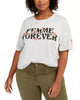 Love Tribe Women's Trendy Plus Size Femme Forever Cropped T-Shirt Med Gray Size 3X - thumbnail