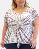 Nanette Lepore Women's Plus Tie Front Tie Dye T-Shirt White Size 1X - thumbnail
