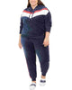 Tommy Hilfiger Sport Women's Plus Chevron Velour Hooded Sweatshirt Blue Size 1X - thumbnail