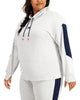 Tommy Hilfiger Women's Sport Plus Logo Cowlneck Sweatshirt Gray Size 2X - thumbnail