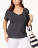 Tommy Hilfiger Women's Plus Size Polka Dot Cotton V-Neck T-Shirt Blue Size 1X - thumbnail