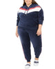 Tommy Hilfiger Women's Sport Plus Chevron Velour Hooded Sweatshirt Navy Size 0X - thumbnail