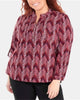 NY Collection Women's Plus Printed Band Collar Shirt Pink Size 1X - thumbnail