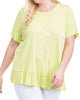 Fever Women's Limelight Plus Ruffle Back Short Sleeve T-Shirt Green Size XL - thumbnail