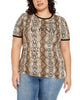 Lala Anthony Women's Trendy Plus Python Statement T-Shirt Brown Size 2X - thumbnail